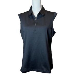 NiVO Sport Nikki Women's Cap Sleeveless Black 1/4 Zip Polo Size Large